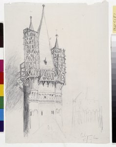 Klokketårnet i Köln (blæk på papir) af Victor Hugo