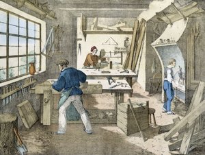 Tømreren, litho af Janson. 19. århundrede.