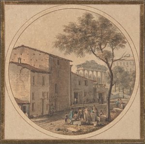 Udsigt over Forum Romanum med Saturntemplet i baggrunden, n.d.. af Victor Jean Nicolle