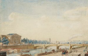 Udsigt over Pont de la Concorde og Palais Bourbon i Paris af Victor Jean Nicolle