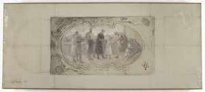 Skitse til Galerie Lobau, Hôtel de Ville, Paris: Familien af Victor Jean Pierre Maziès