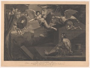 Allegori af Napoleon I Bonaparte Allegori vedrørende Buonaparte Generalissimo fra de franske hære (titel på objekt) af Victor Marie Picot