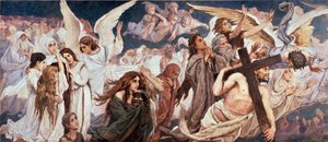 Devant le Paradis (Parte gauche) - Før paradiset (venstre del) - Maleri af Viktor Mikhaylovich Vasnetsov (1848-1926), olie på lærred af Victor Mikhailovich Vasnetsov