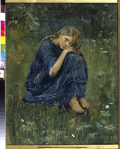 Study for Alyonushka (Alyonushka. Study). Inspireret af den traditionelle russiske legende om søster Alionouchka og hendes bror Ivanouchka. Maleri af Viktor Mikhaylovich Vasnetsov (1848-1926), olie på lærred