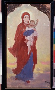 Jomfruen og barnet (Virgin and Child) - Maleri af Viktor Mikhaylovich Vasnetsov (1848-1926), olie på lærred af Victor Mikhailovich Vasnetsov