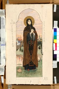 Portræt af Euphrosyne af Polotsk (Eufrasinnia, Efrasinnia) (1110-1173) (studie til en fresco i Skt. Vladimirs katedral i Kiev) - Værk af Viktor Mikhaylovich Vasnetsov (1848-1926) af Victor Mikhailovich Vasnetsov