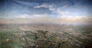 Generelt billede af Paris fra en luftballon, 1855 af Victor Navlet