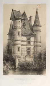 Malerisk arkitektur eller monumenter fra det 15. århundrede. Og XVI. Århundreder: Slotte i Frankrig i det XV og XVI århundreder: Pl. 63, Tidligere Manor De La Fosse (Saône et Loire) af Victor Petit