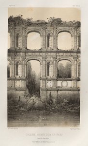 Malerisk arkitektur eller monumenter fra det 15. århundrede. Og XVI. Centuries: Slotte i Frankrig i det XV og XVI århundreder: Pl. 74, Ruined Gallery Of A Castle, efter en gammel tegning af Victor Petit