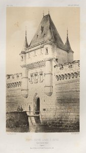 Malerisk arkitektur eller monumenter fra det 15. århundrede. Og XVI. Centuries: Slotte i Frankrig fra det XV og XVI århundreder: Pl. 80, Porte Notre-Dame in Sens ifølge gamle tegninger (Yonne) af Victor Petit