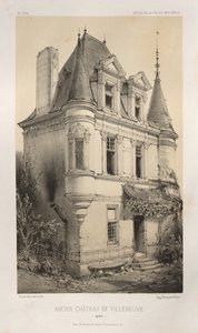 Malerisk arkitektur eller monumenter fra det 15. århundrede. Og XVI. Centuries: Chateaux De France fra det XV og XVI århundreder: Pl. 9, Old Chateau of Villeneuve (Yonne) af Victor Petit