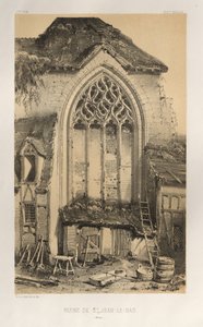 Malerisk arkitektur eller monumenter fra det 15. århundrede. Og XVI. Centuries: Frankrigs slotte i XV og XVI århundreder: Pl.17, ruin af St. Jean-Le-Bas (Aisne) af Victor Petit