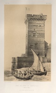 Malerisk arkitektur eller monumenter fra det 15. århundrede. Og XVI. Centuries: Frankrigs slotte i XV og XVI århundreder: Pl. 34, Tårnet i Marseille Havn (Bouches Du Rhône) af Victor Petit
