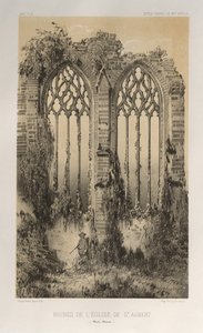 Malerisk arkitektur eller monumenter fra det 15. århundrede. Og XVI. Centuries: Chateaux of France of the XV and XVI Centuries: Pl. 38, ruinerne af St. Aubert-kirken (Haute-Marne) af Victor Petit