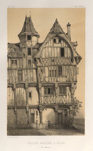 ...pl. 21, Old Houses A Rouen Seine-Inferieure, udgivet 1860. af Victor Petit
