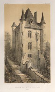 ...pl. 60, befæstet hus ved Uzerches Corrère, 1860. af Victor Petit