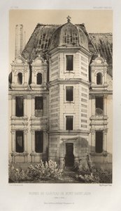 ...pl. 71, ruinerne af slottet Mont-Saint-Jean Saône et Loire, 1860. af Victor Petit