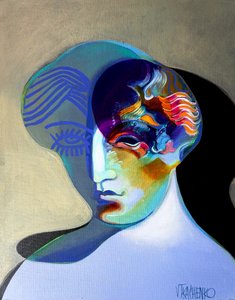 Farverigt abstrakt ansigt