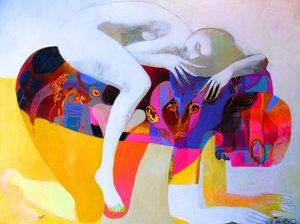 Kontemplative abstrakte figurer af Victor Tkachenko
