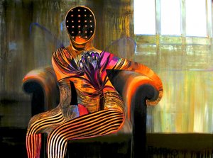 Kontemplativ orange figur af Victor Tkachenko