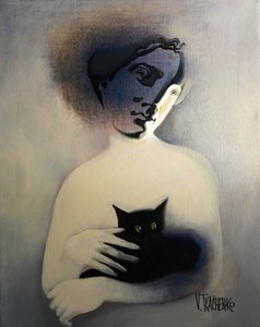 Den gådefulde figur: Den sorte kat af Victor Tkachenko