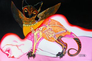 En surrealistisk drøm om et flagermusvæsen af Victor Tkachenko