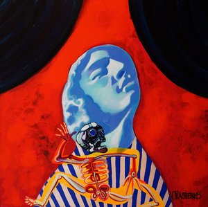 Surrealistisk blåt kranium af Victor Tkachenko