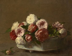 Roser i en porcelæns plantekasse, ca. 1875?-1900 af Victoria Dubourg