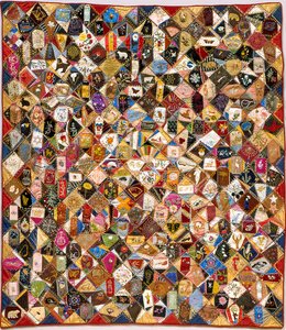 Crazy Quilt (silke, bomuld, uld, hør, stykker, broderet) af Victoriene Parsons Mitchell