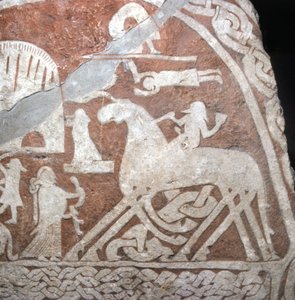 Wotan (Odin), på sin ottebenede hest Sleipnir - Viking Runes fra øen Gotland (Sverige)