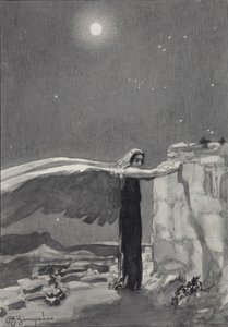 Illustration til digtet Dæmonen af Mikhail Lermontov, 1913-1914 af Viktor Dmitrievich Zamiraylo