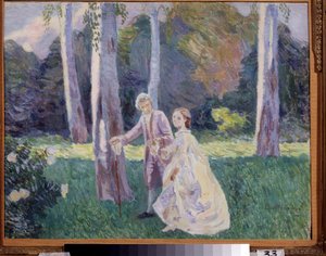 ""La promenade au parc"" Maleri af Viktor (Victor) Elpidiforovich Borisov-Musatov (Borisov Musatov) (1870-1905) (symbolisme) 1901 Statens kunstmuseum, Odessa af Viktor Elpidiforovich Borisov Musatov