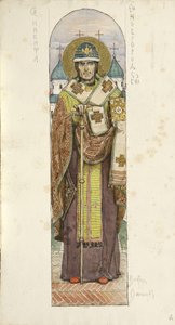 Sankt Nikita, biskop af Novgorod Studerer for fresker i St. Vladimirs katedral i Kiev, 1884-1889 af Viktor Mikhaylovich Vasnetsov