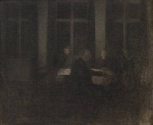 Aften i tegnestuen af Vilhelm Hammershøi