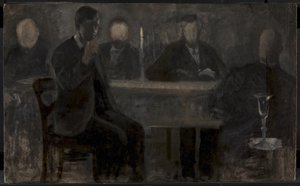 Fem portrætter. Studie til maleri i Thielska Galleriet, Stockholm af Vilhelm Hammershøi