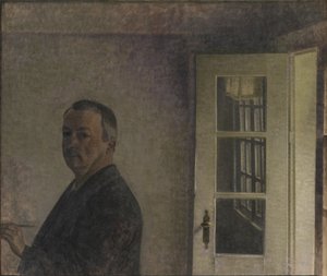 Self-Portrait. The Cottage Spurveskjul at Sorgenfri, North of Copenhagen af Vilhelm Hammershøi
