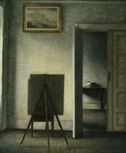 Et interiør med kunstnerens staffeli, af Vilhelm Hammershoi