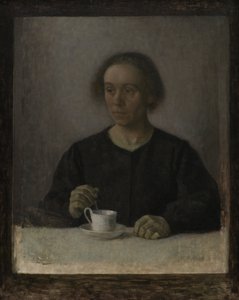 Ida Hammershøi, Kunstnerens Hustru, med en tekop af Vilhelm Hammershøi