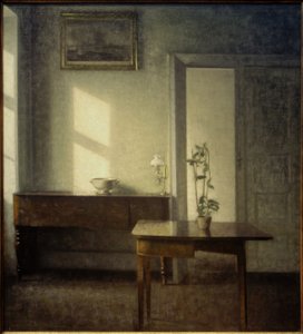 Interiør med en potteplante af Vilhelm Hammershoi