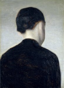 Siddende figur, set bagfra (Anna Hammershoi) 1884 (olie på lærred lagt ned på plade)