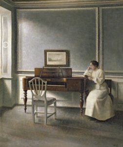 Kvinde læser af et klaver, 1907 af Vilhelm Hammershoi