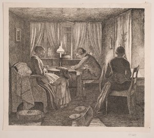 Interiør med Kunstnerens familie af Vilhelm Kyhn