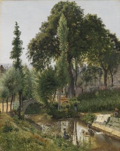 Savoy Landskab. Kvinder vasker tøj i floden af Vilhelm Kyhn