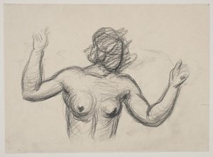 Kvindelig figur, halvfigur, som løfter armene af Vilhelm Lundstrøm