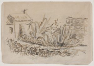 Landskab med hus t.v. Sydfrankrig af Vilhelm Lundstrøm