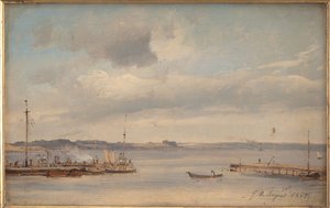 En bådhavn. Humlebæk, Sjælland af Vilhelm Petersen