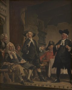 Holberg overværer en prøve på Erasmus Montanus af Vilhelm Rosenstand