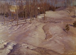 Vinterlandskab. marts aften, ca. 1900