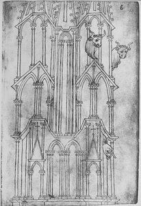 Højde af tårnet i Laon Cathedral (pen og blæk på papir)
