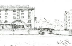 Albert Dock Liverpool, 2003, (Blæk på papir) af Vincent Alexander Booth